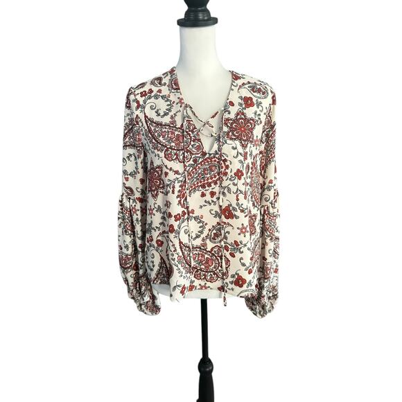 Banana Republic Long Sleeve top Brown White Gray Medium - Picture 1 of 4